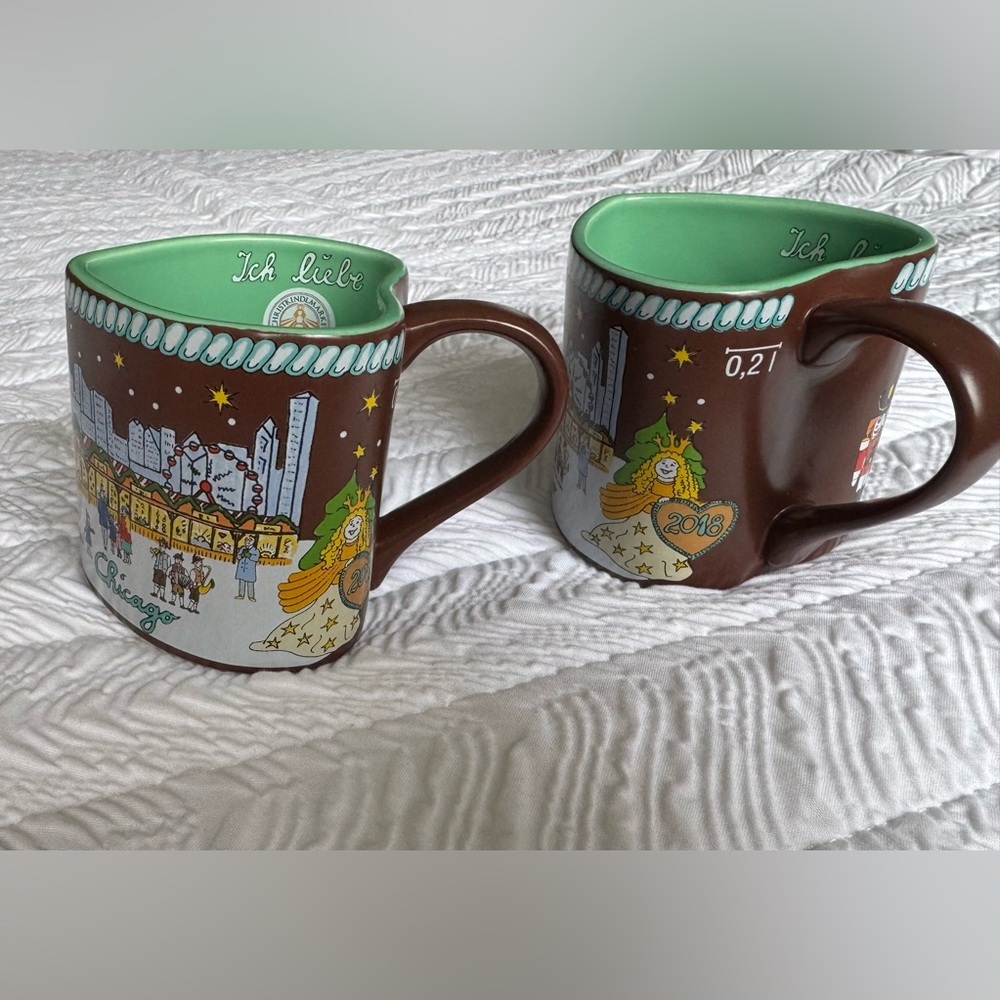 Vintage Christkindlmarket 2018 Chicago Collectible Mug Green Heart Shaped - Picture 5 of 5
